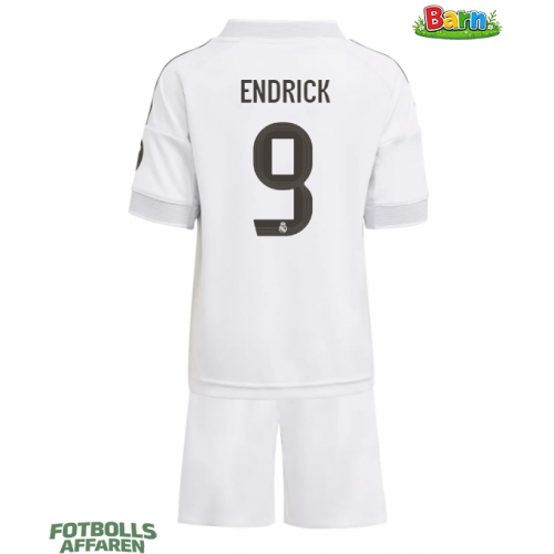Real Madrid Endrick #9 Hemmaställ Barn 2025-26 Kortärmad (+ Korta byxor)
